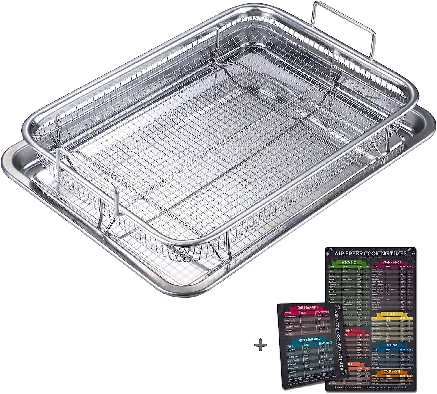 Extra Large Air Fryer Basket and Tray for Oven, 18.8'' x 13.3'' Stainless  Steel Crisper Tray and Basket Set, Non-stick Mesh Basket Set, Air Fryer Tray  Roasting Basket for Fries/Bacon/Chicken