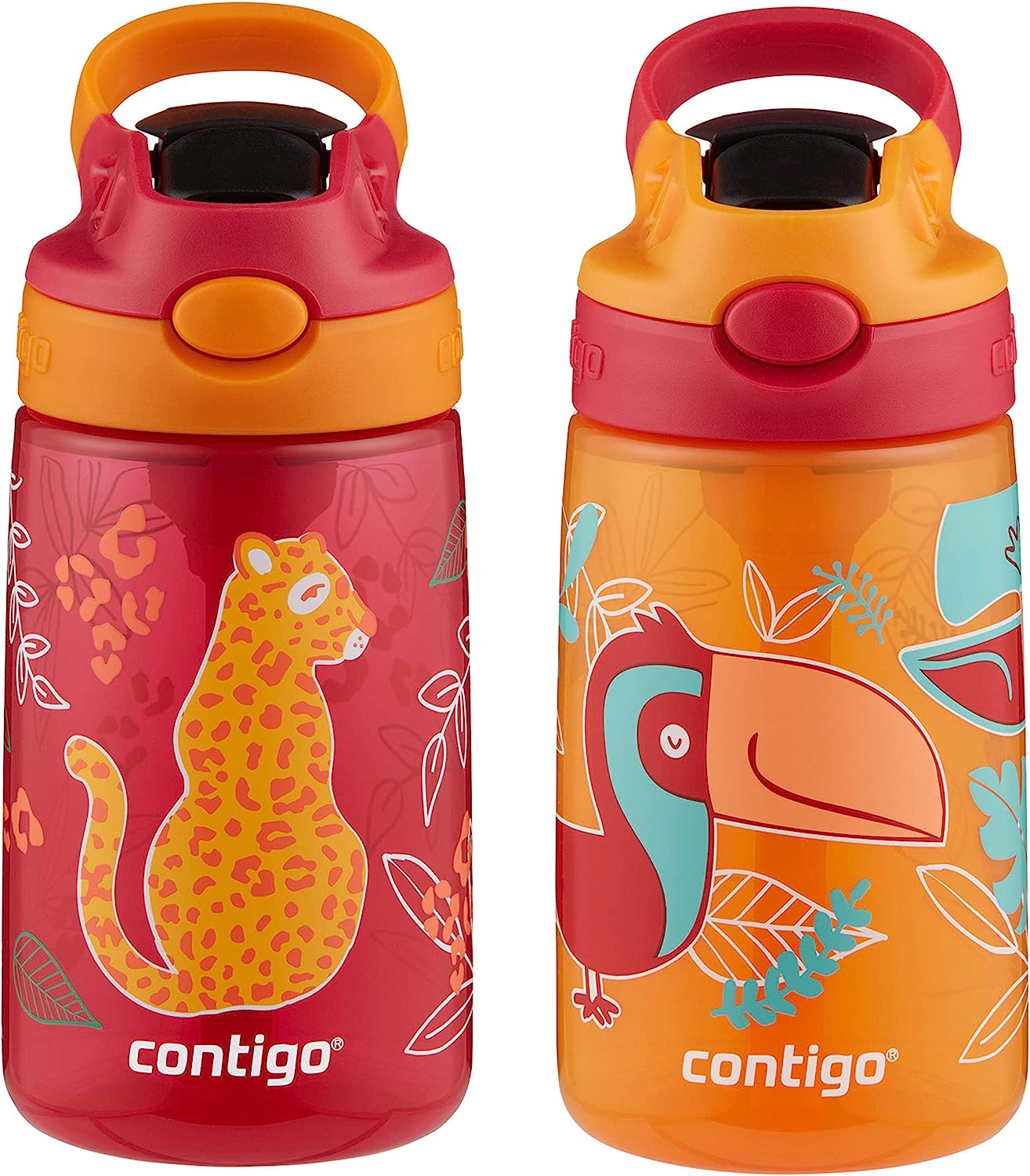 Contigo Jackson 2.0 BPA-Free Plastic Water Bottle with Leak-Proof Lid, Chug  Mouth Design with Interchangeable Lid and Handle, Dishwasher Safe, 24oz
