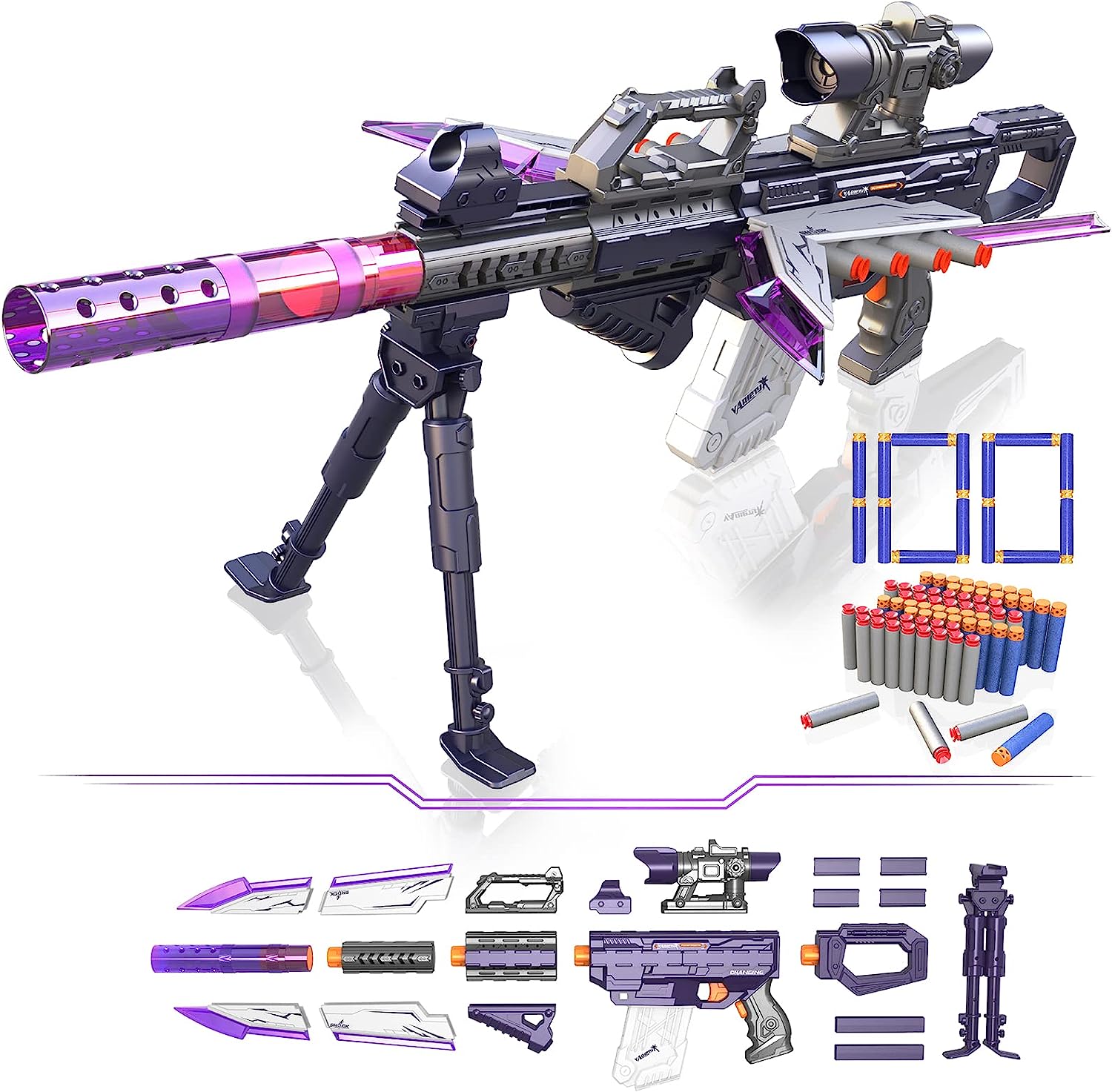 AURIDA Toy Sniper Rifle for Nerf Blasters, 100+ Styles Toy Foam Blasters &  Toys, Gift for Kids Ages 8-12, Birthday, Christmas - with Bracket