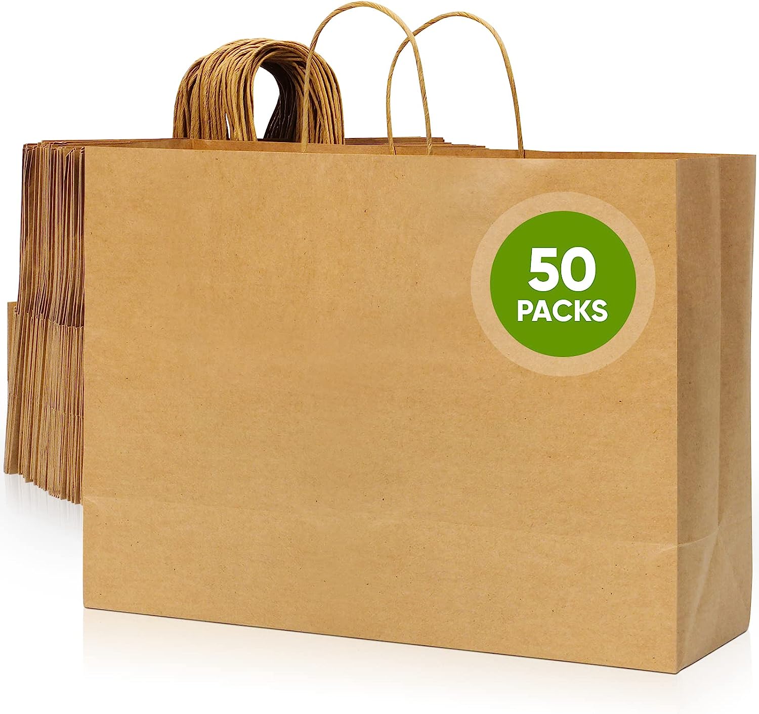 FMP Brands [50 Pack] Kraft Paper Bags with Handles 13 x 10 x 5 12 LB  Twisted Rope Retail Shopping Gi…See more FMP Brands [50 Pack] Kraft Paper  Bags