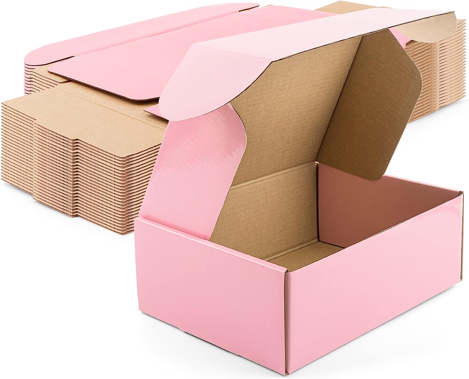  Soxuding Pink Shipping Boxes 6x6x2in - Pack of 20