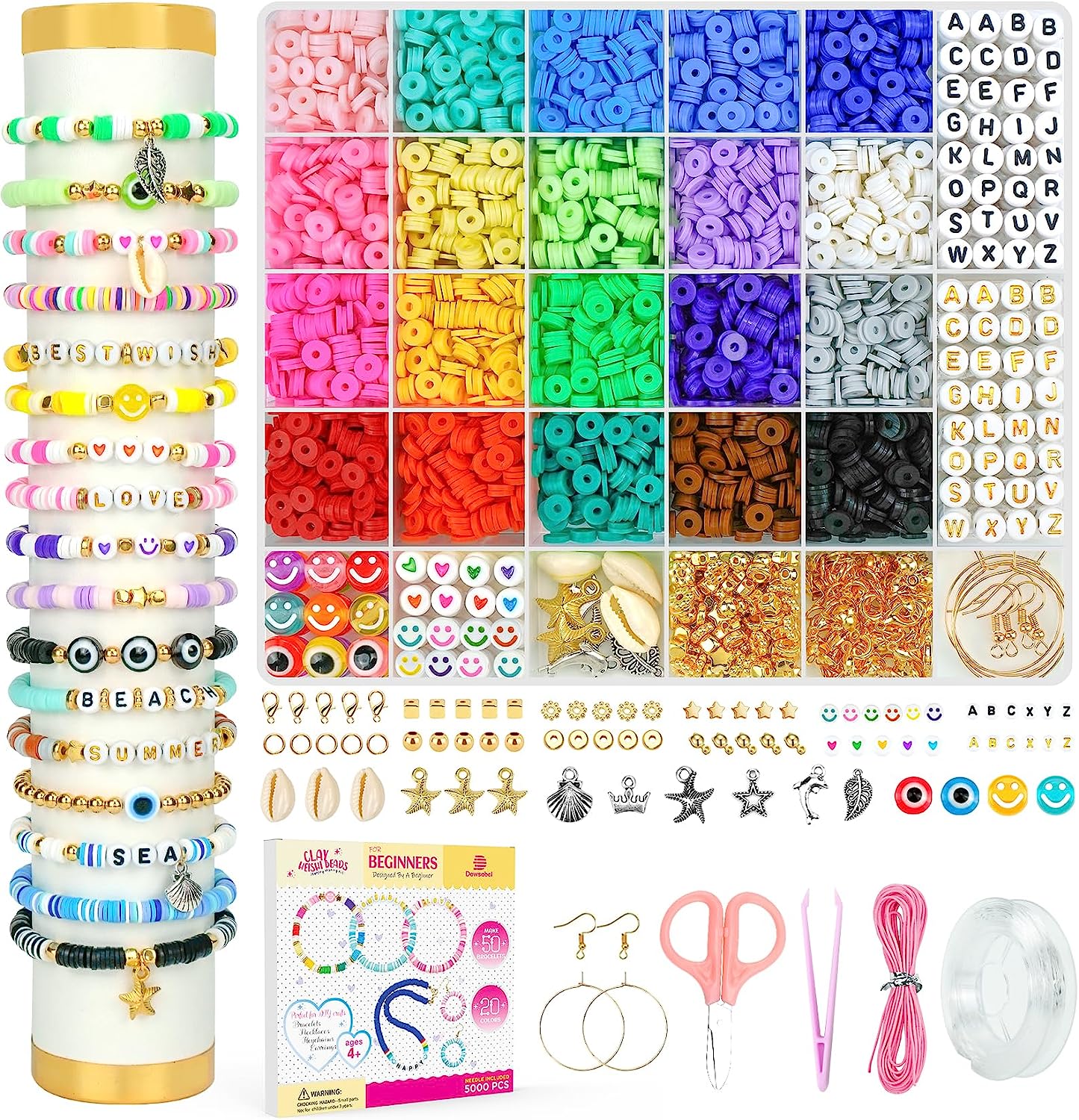  Redtwo 7200 Pcs Clay Beads Bracelet Making Kit, Preppy