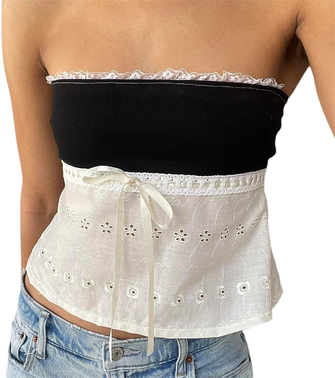 Brandy Melville, Tops, Brandy Melville White Lace Trimmed Eden Top