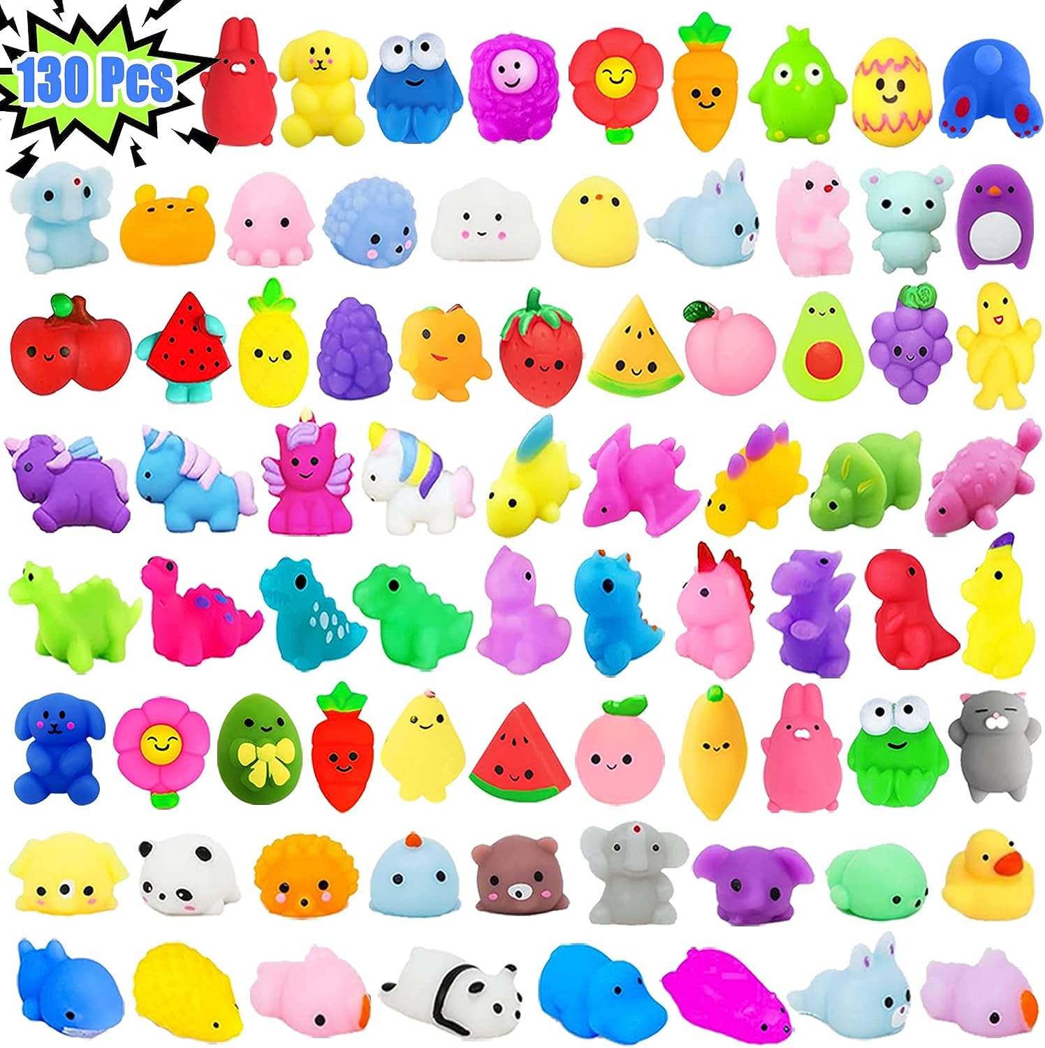  FUNNYB&G Kawaii Mochi Squishies Fidget Toy - 73 pcs Squishy  Party Favors Kids Classroom Prize Birthday Goodie Bag Stuffers - Stress  Relief Pack for Girls Boys Christmas Easter Valentines Gift 