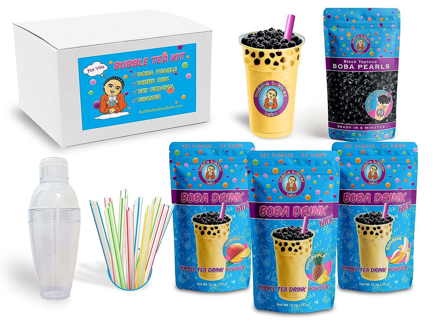 The Original ULTIMATE DIY Boba/Bubble Tea Kit, 60+ Drinks, 6 Flavors, Boba  Pearls, Straws and Shaker (CLASSIC)