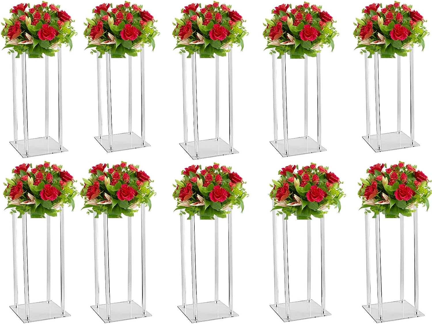 10 Pcs-Flower Vase store Column Clear Acrylic Flower Stand