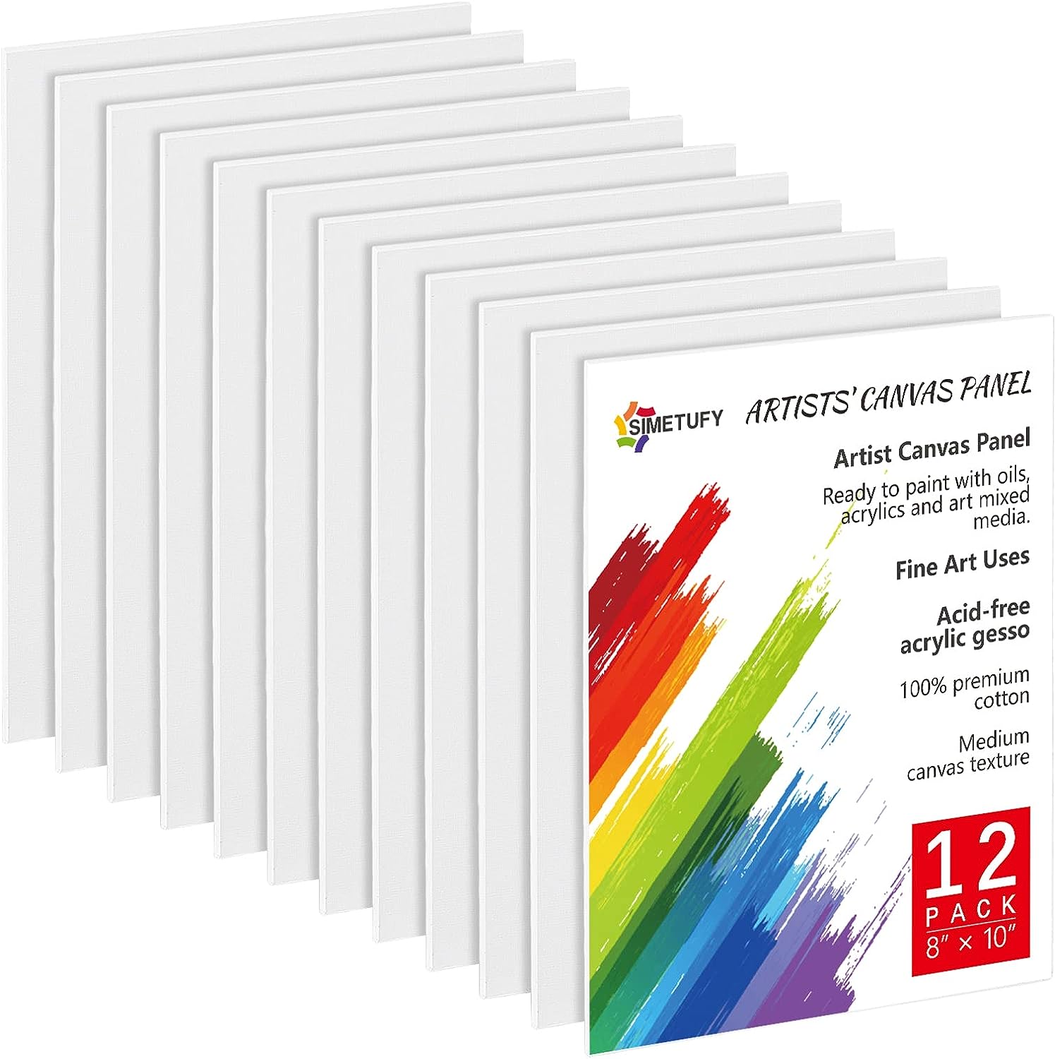 Canvas Panels 4x4 Inch 12-Pack, 10 oz Triple Primed Acid-Free 100% Cotton  Blank Small Canvases for Painting, Square Flat Canvas Board for Oil  Acrylics Watercolor & Tempera Paints 