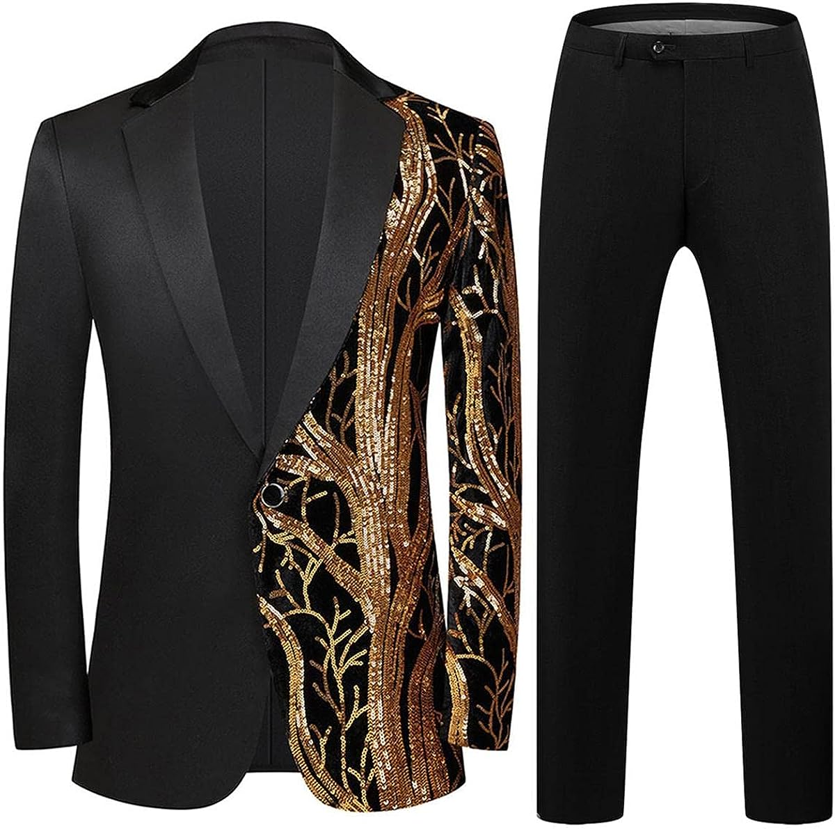 GRACE KARIN Men's Floral Tuxedo Jacket Slim Fit Velvet Suit Blazer Jacket  for Party Dinner Wedding Prom Black at  Men's Clothing store