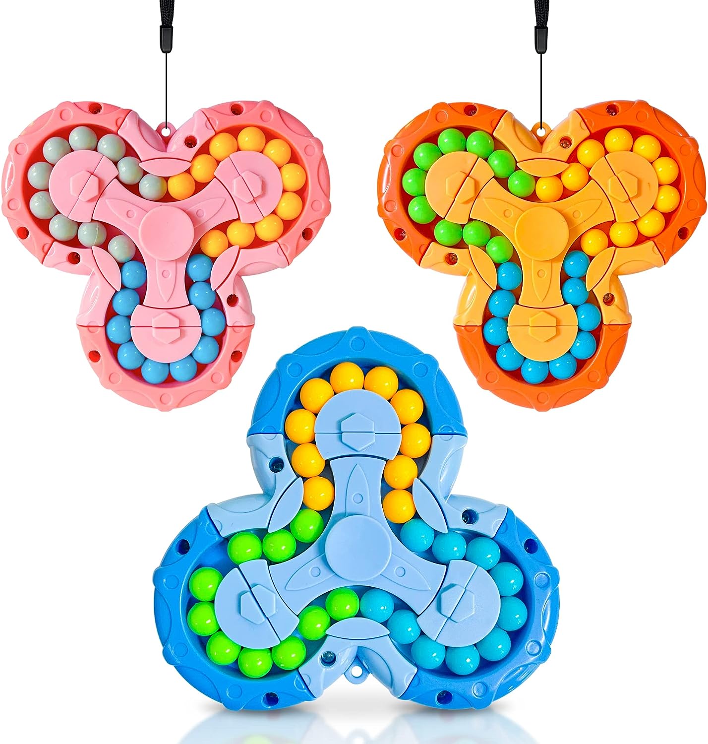 FUN LITTLE TOYS 3PCS Rotating Magic Bean Puzzle Toy, Magic Bean Cube Toy  and Fidget Spinner 2-in-1 Fingertip Decompression Toys Triangle Hand  Spinner