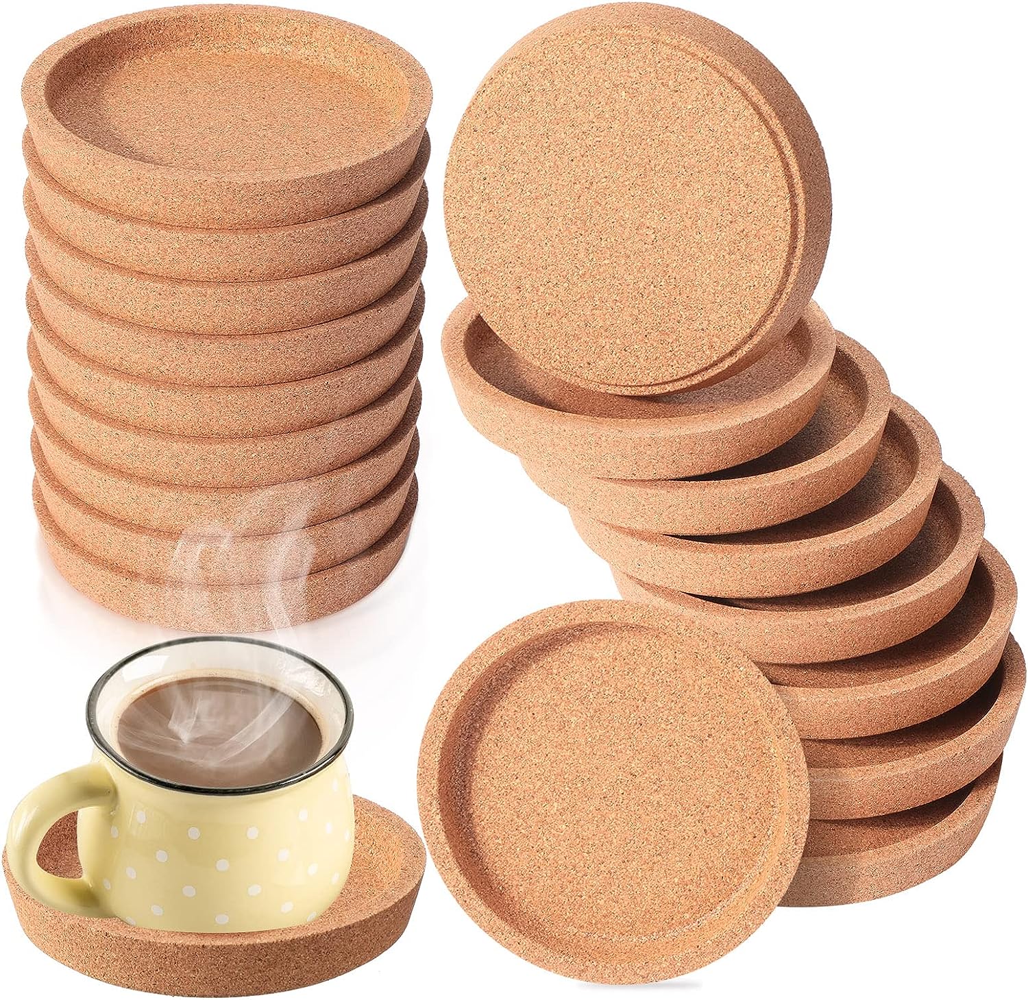 Cork Coasters Round Extra Thick Drink Coasters Wooden Coasters Bulk,  Absorbent and Reusable Fit