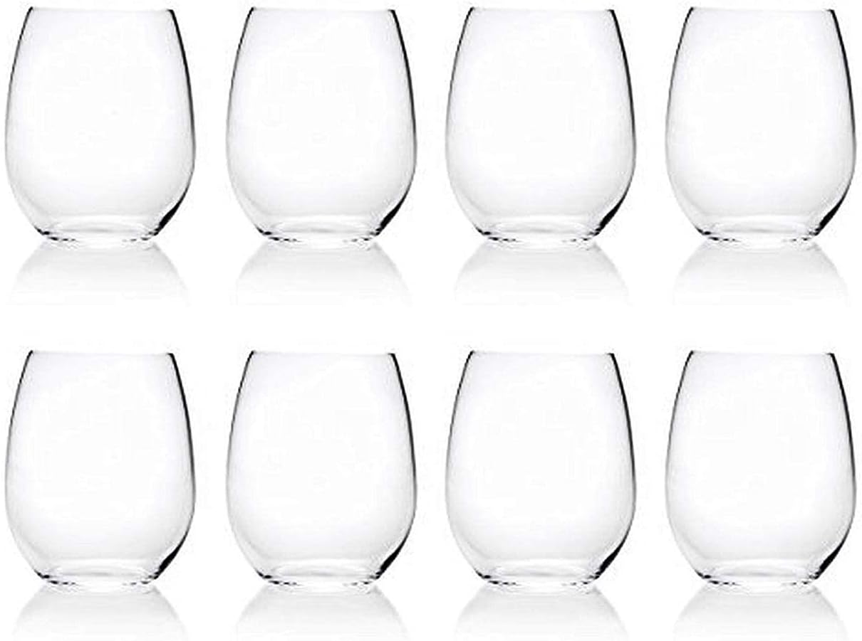 Ello Cru 17 oz Stemless Glass Wine Set with Silicone Protection, 8-Pack