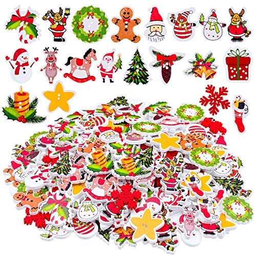 Wholesale 240 Pieces Christmas Wooden Buttons Colorful Sewing Buttons ...