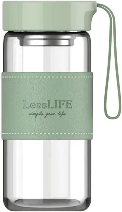 Glass Tea Infuser Bottle with Bamboo Lid - 15 oz - Pure Zen Tea