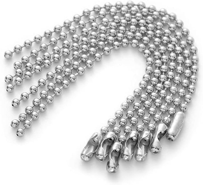 10-Pack Dog Tag Chain Ball Chain Necklace Bulk, Beaded Necklace Chains for Jewelry  Making DIY Crafts, Military Blank Dog Tag Necklace for Men, Silver Nickel  Plated Metal 24 Long 2.4mm Ball Bead