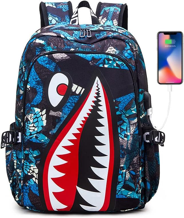 ISSIN 3PCS Shark Backpack 17 Inch Aesthetic Casual