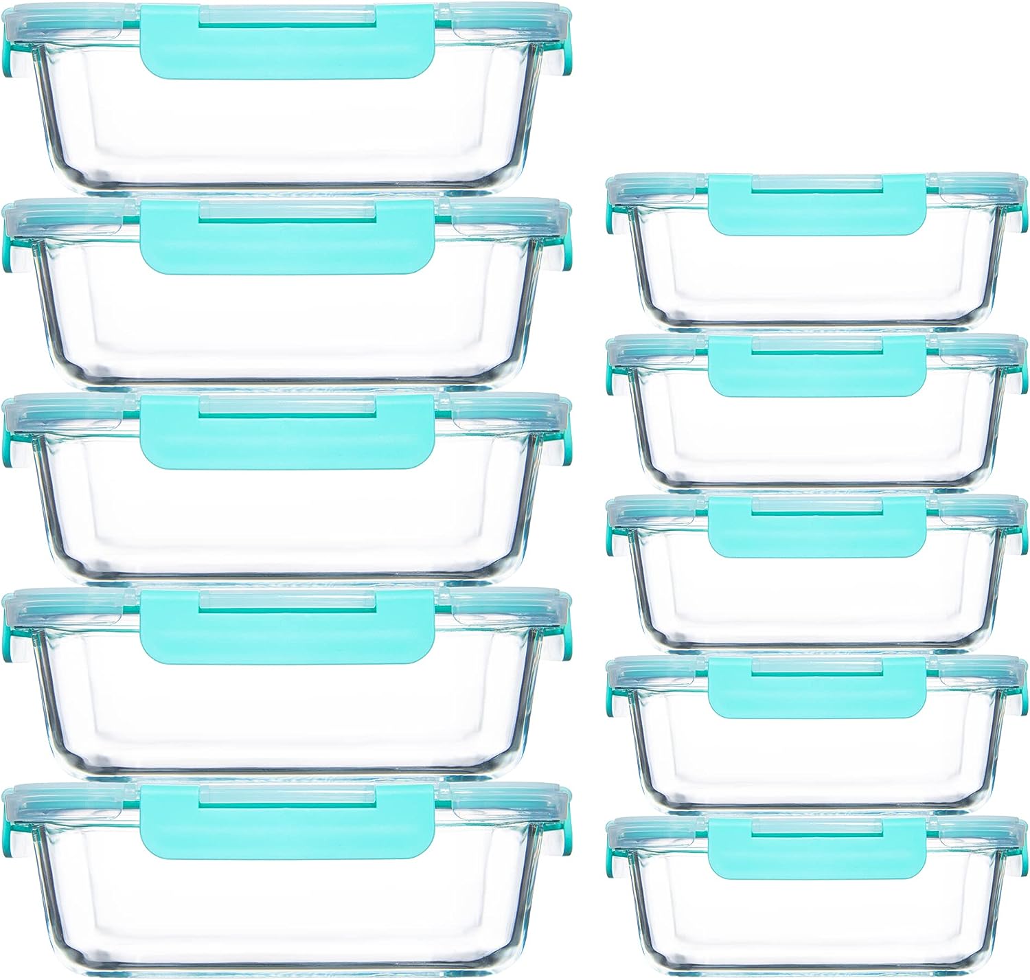 HOMBERKING Large Food Storage Containers with Lids, [12 Piece] Glass Meal  Prep Containers, Airtight Glass Bento Boxes, BPA Free & Leak Proof (6lids 