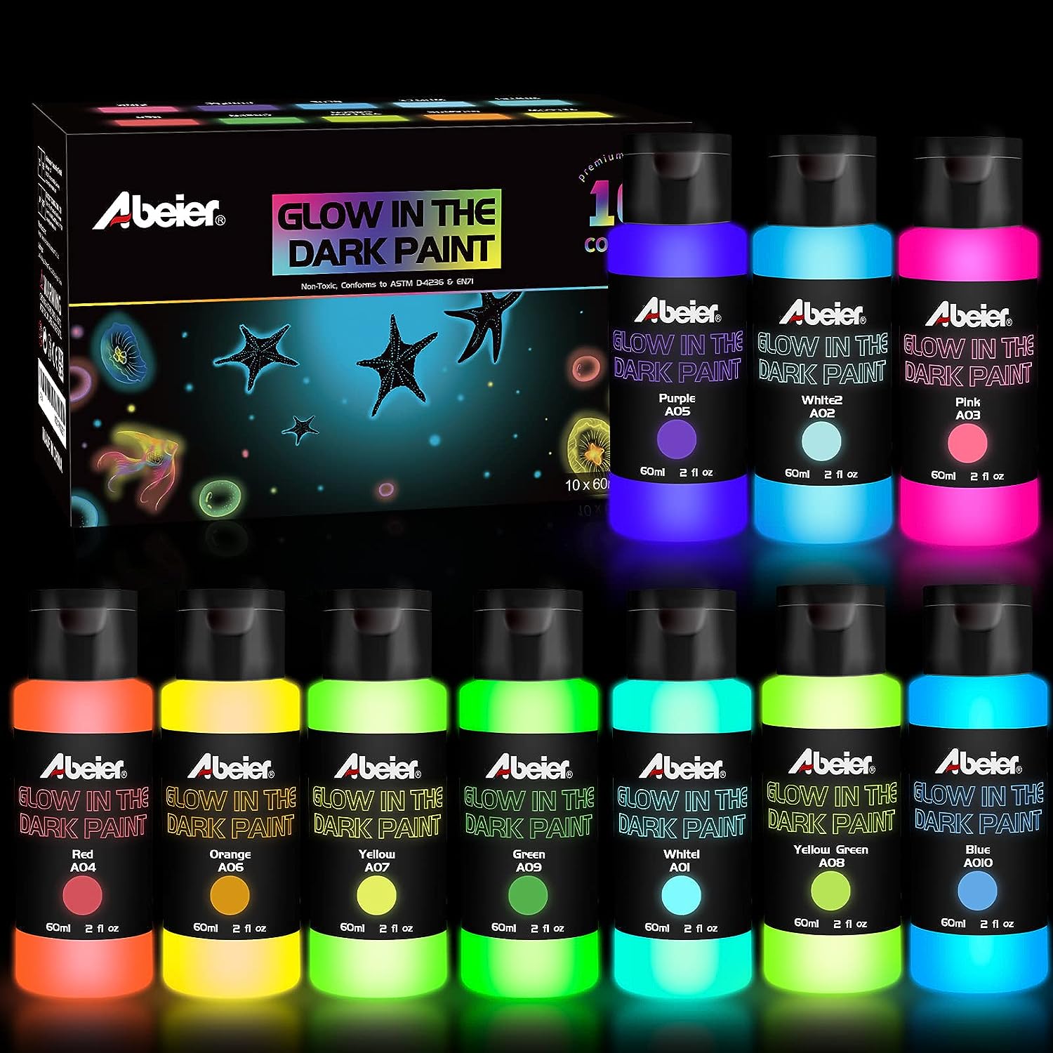 12 Pack Glow in The Dark Paint, Glow in The Dark Face Body Paint