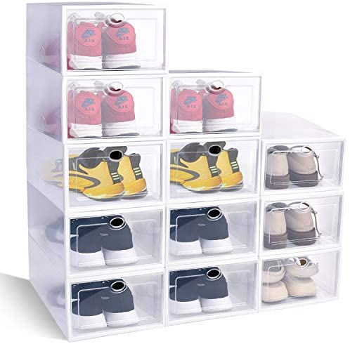 clear plastic stackable shoe organizer bins