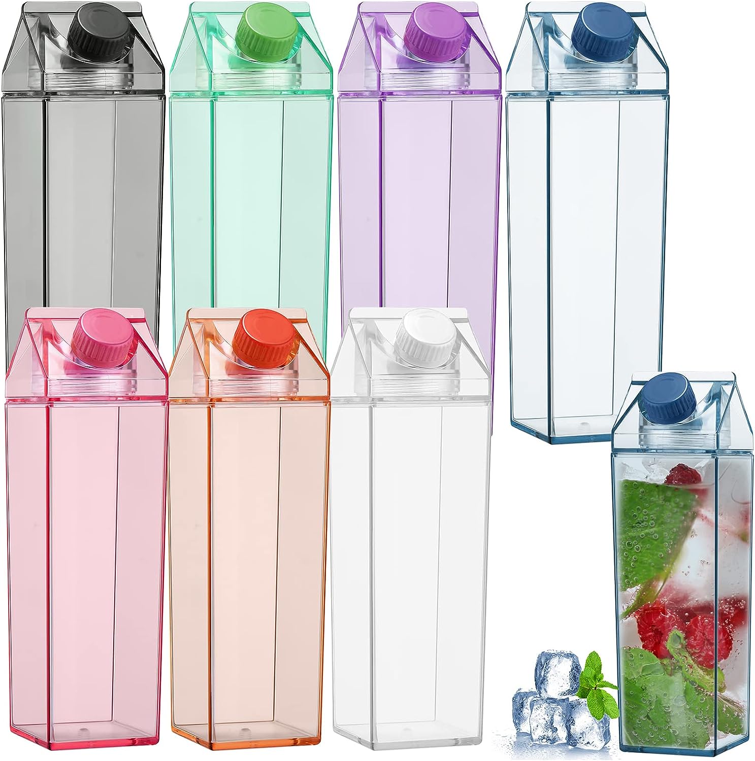 Yimaa Clear Milk Carton Water Bottle Cups Plastic Milk Juice Box  Transparent Refill Water Bottle Cut…See more Yimaa Clear Milk Carton Water  Bottle
