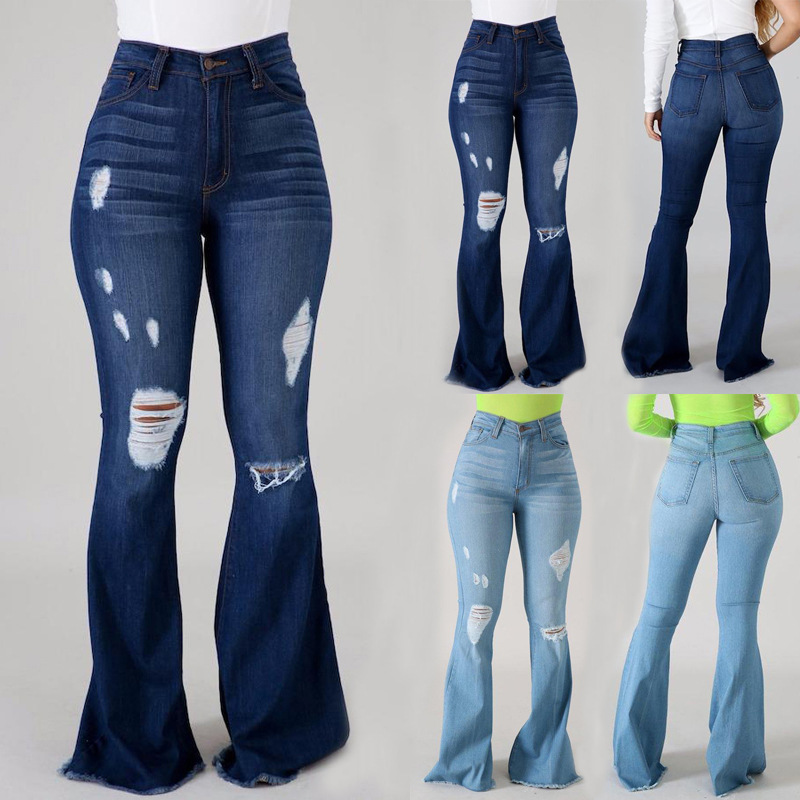 Flare Jeans for Women Ladies Elastic Pull-On Skinny Flared Bootcut