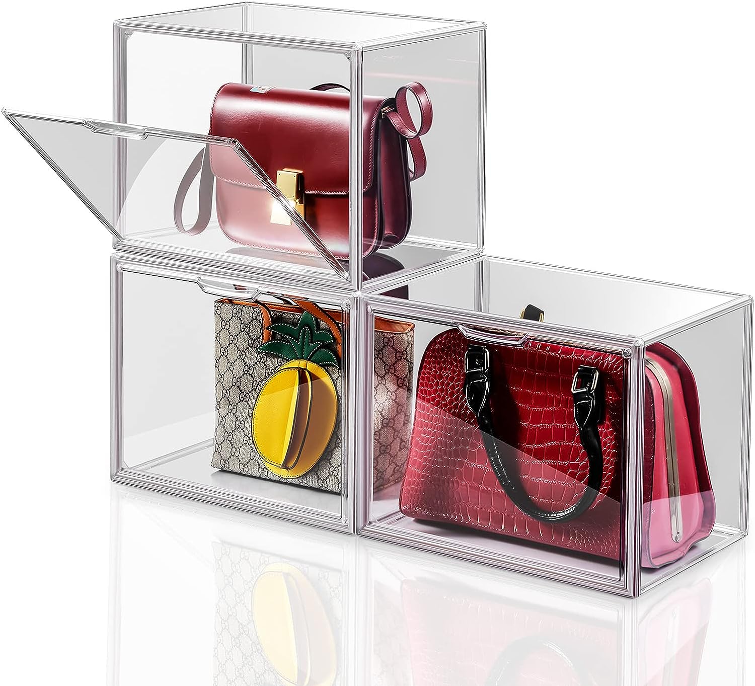 DILIBRA Set of 4 Plastic Purse Storage Organizer for Closet, Acrylic  Display Cas
