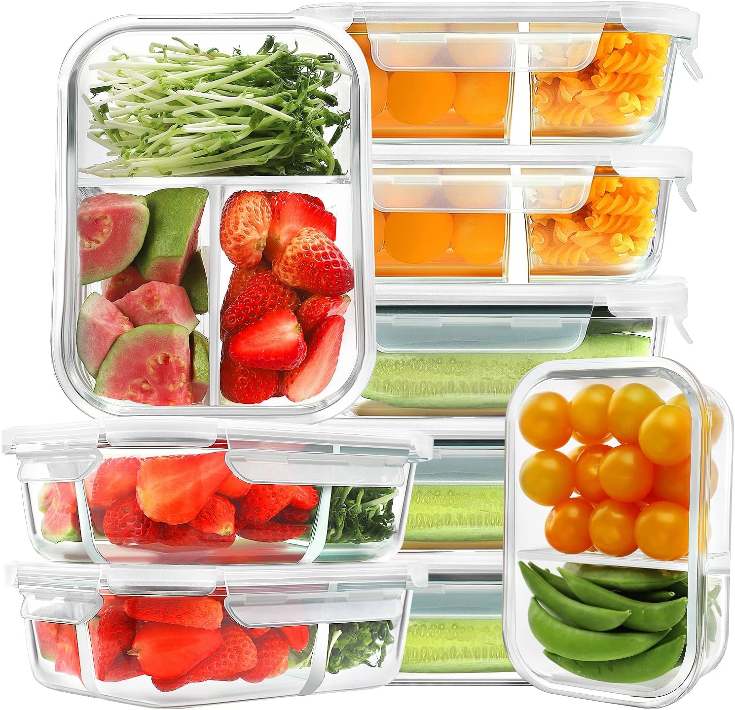 Superior Glass Meal Prep Containers - 6-pack (35oz) Newly Innovated Hinged  BPA-free Locking lids - 100% Leak Proof Glass Food Storage Containers,  Great on-the-go, Freezer to Oven Safe Lunch Containers 