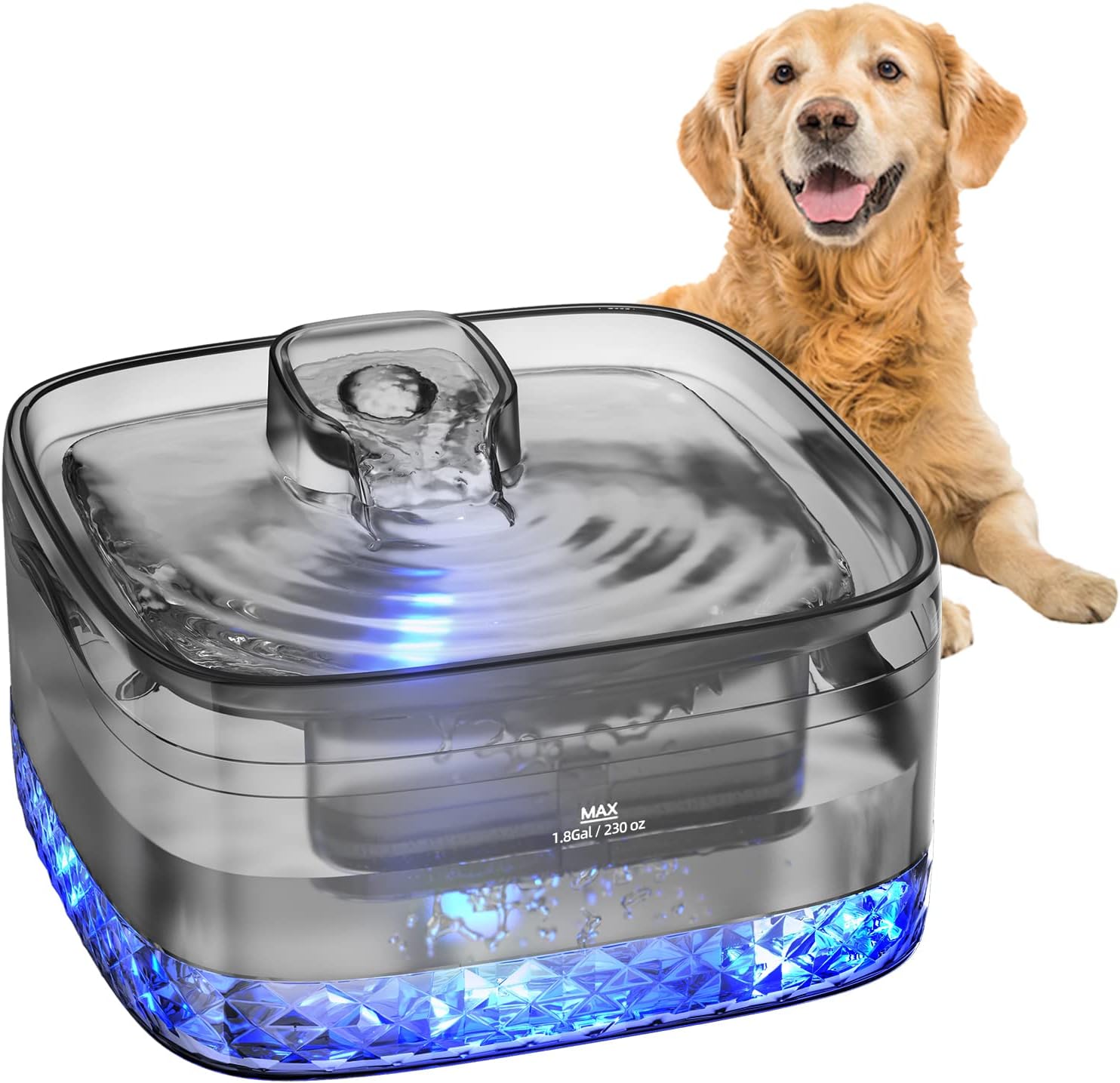 Dog Water Fountain for Large Dogs,1.5Gal Water Bowl Dispenser with 5 Layer  Filte