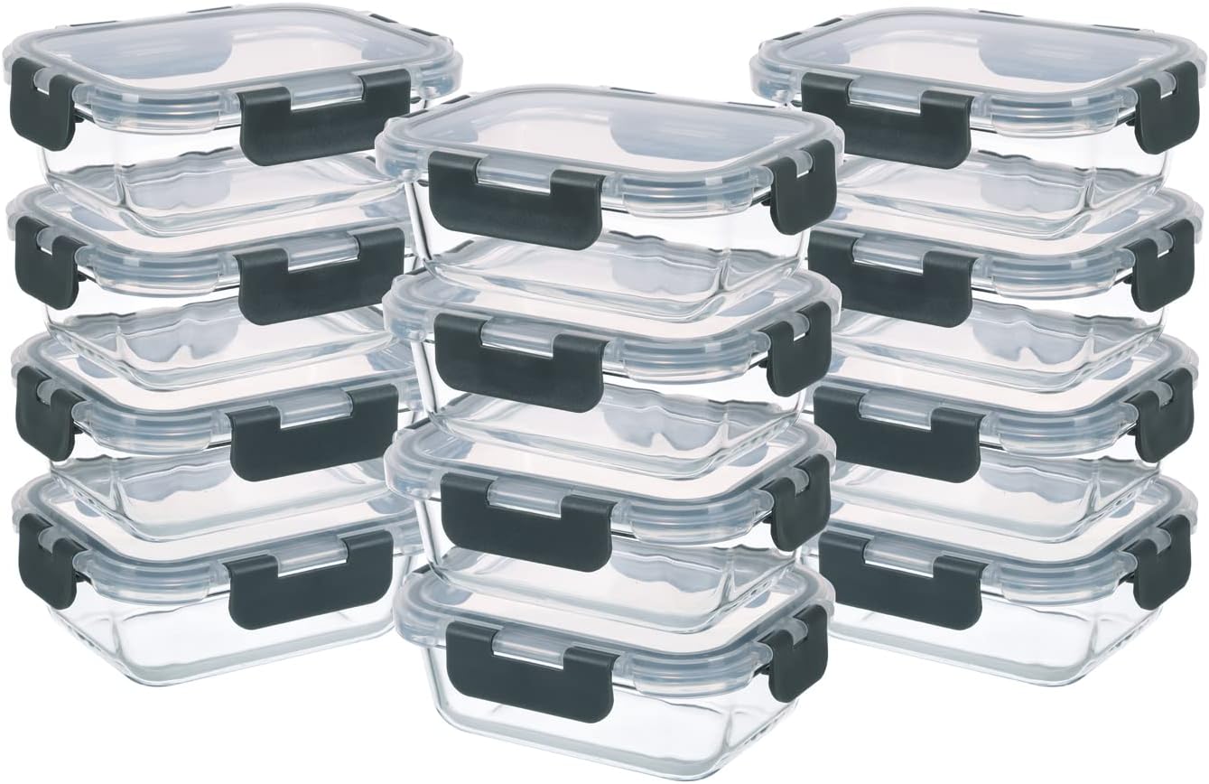 TIBLEN [5-Pack] Glass Food Storage Containers, Airtight & Leakproof Lunch  Boxes with Snap Lock Lids, Safe for Microwave & Freezer, BPA Free. 