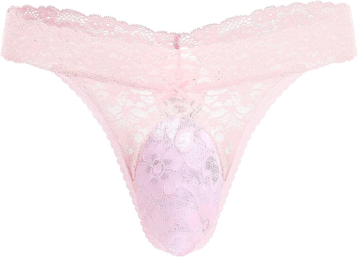 Men's Lace Sissy Pouch Panties Hipster Panty Thongs G String Bikini Briefs  Lingerie Underwear T Back