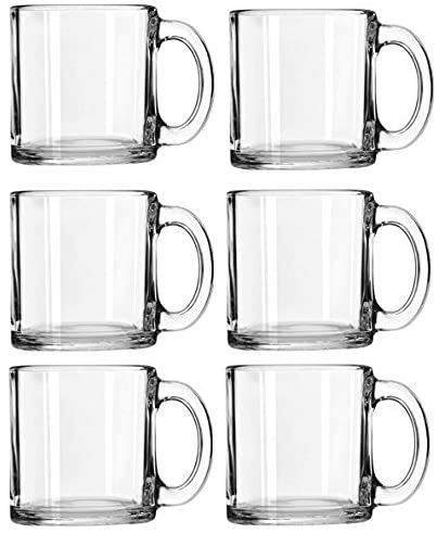 PunPun Clear Large Glass Mugs, Crystal Clear Drinking Cups, 18OZ. 540ml,  Fashion Drinking Glass Mugs with Big Handle, Single Wall