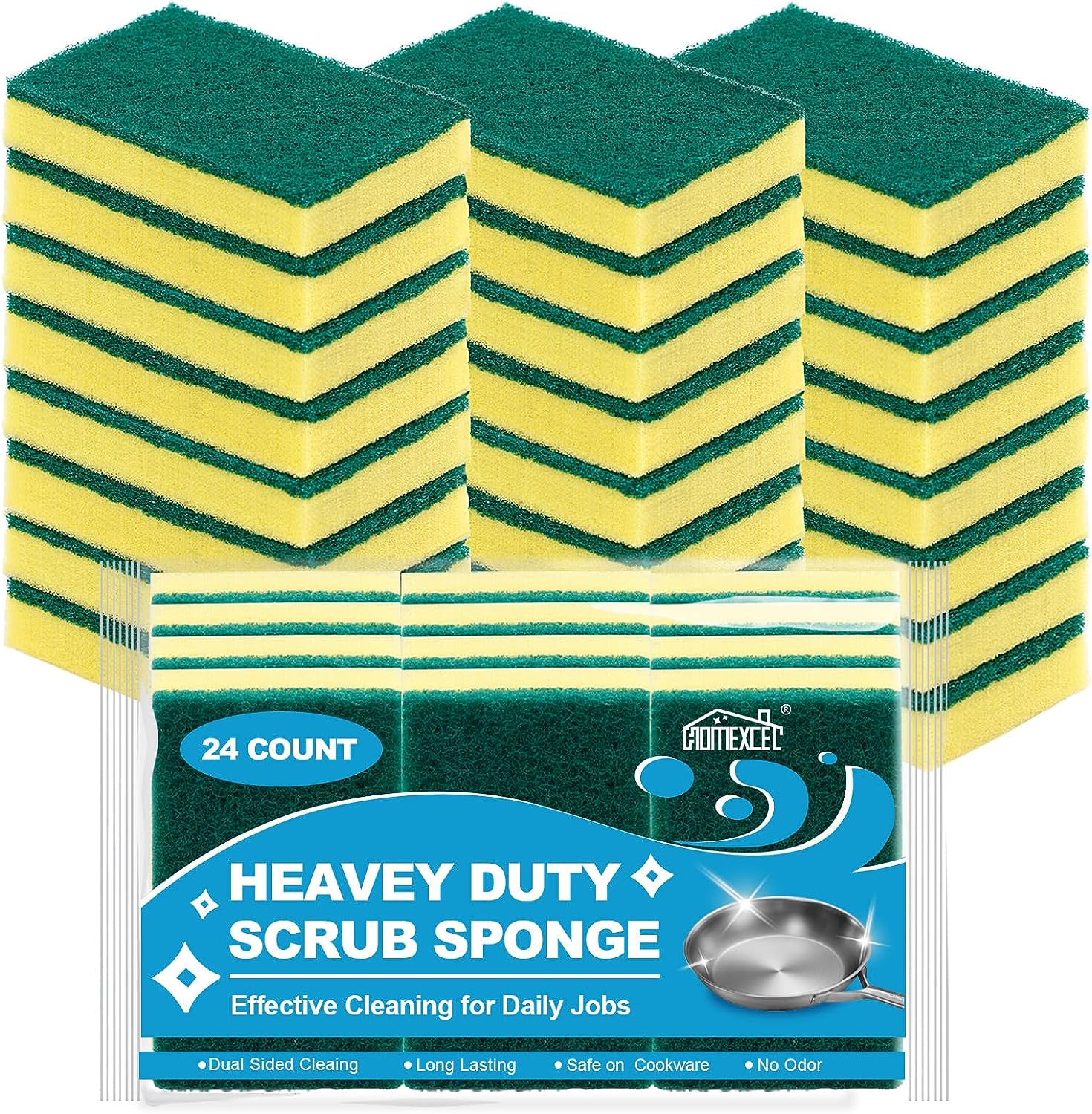 (24 Pack) Heavy Duty Scrub Sponges by SCRUBIT Kitchen Dish, Sink and  Bathroom Cleaning Scrubber Sponge - with Non-Smell Scouring Pad 6 Count  (Pack of