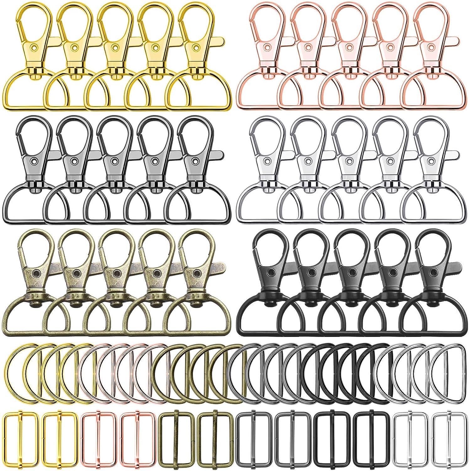 56 Pieces D Rings for Purse Bag Hardware Purse Hardware for Bag Making  Buckles Craft (Mixed Color,30 mm)