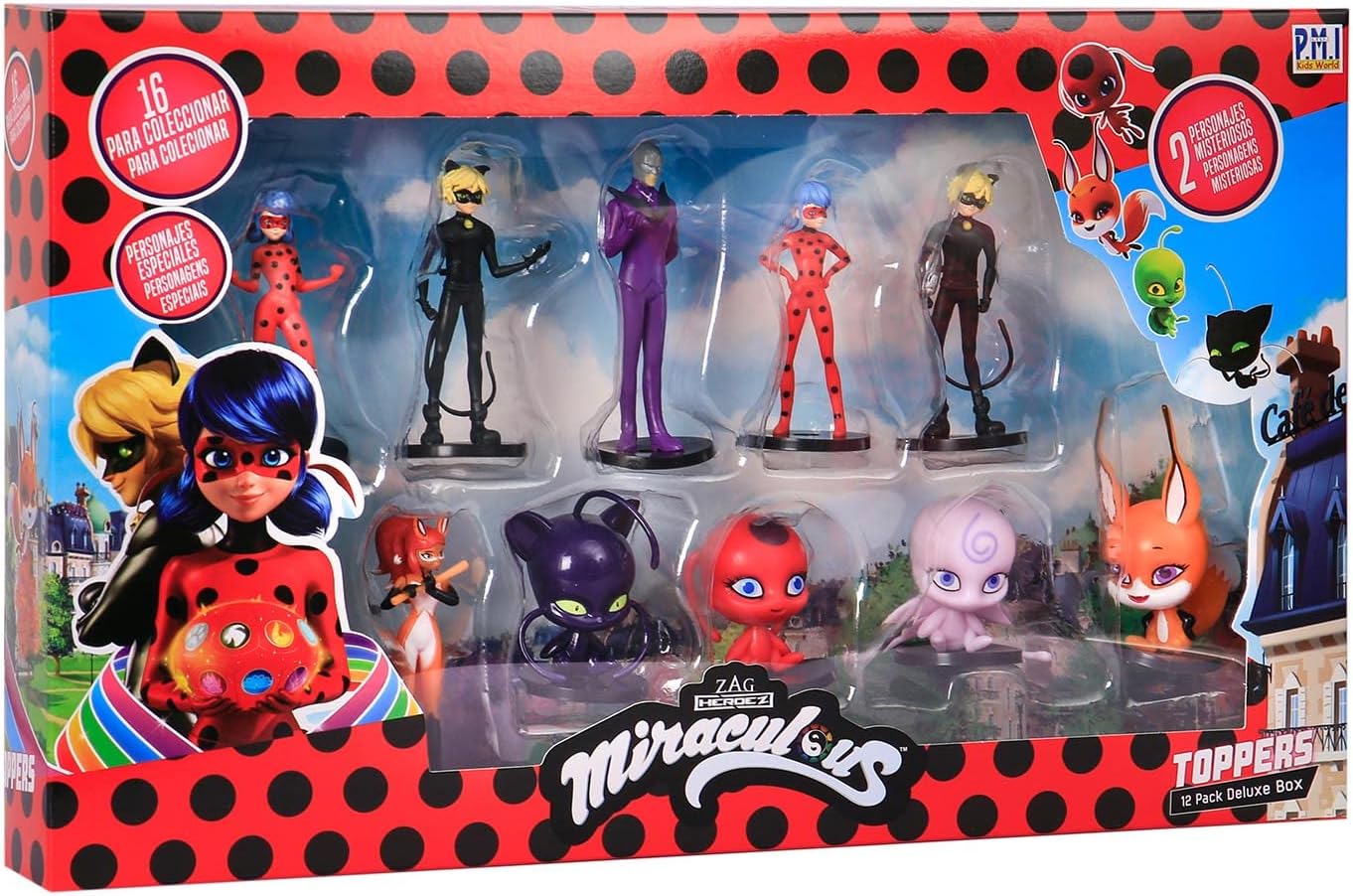 Miraculous Ladybug, 4-1 Surprise Miraball, 3 Pack, Toys for Kids with  Collectible Character Metal Ball, Kwami Plush, Glittery Stickers and White