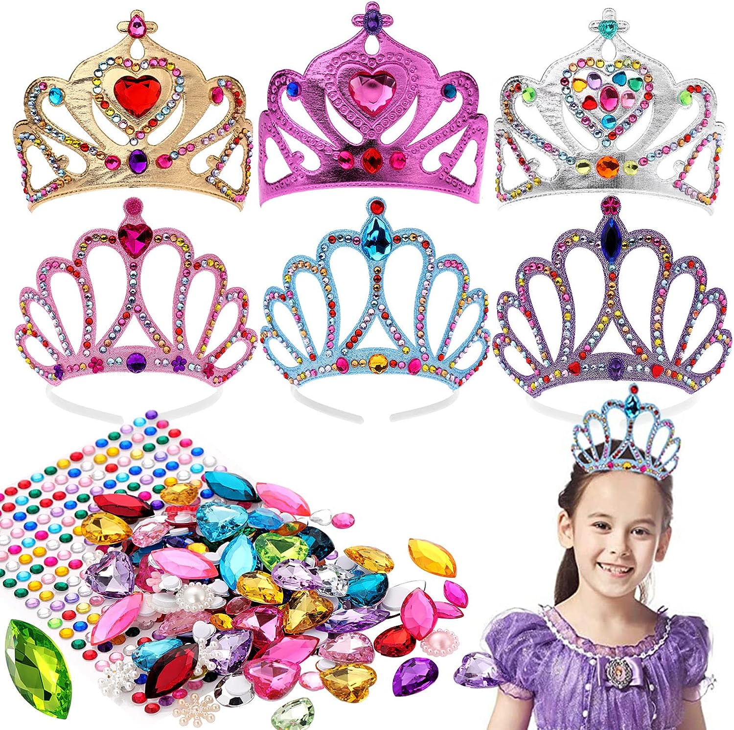 Butterfly Craze Princess Crown Comb Mini Tiara Hair Clips for Princess Party Favor 12 Pcs