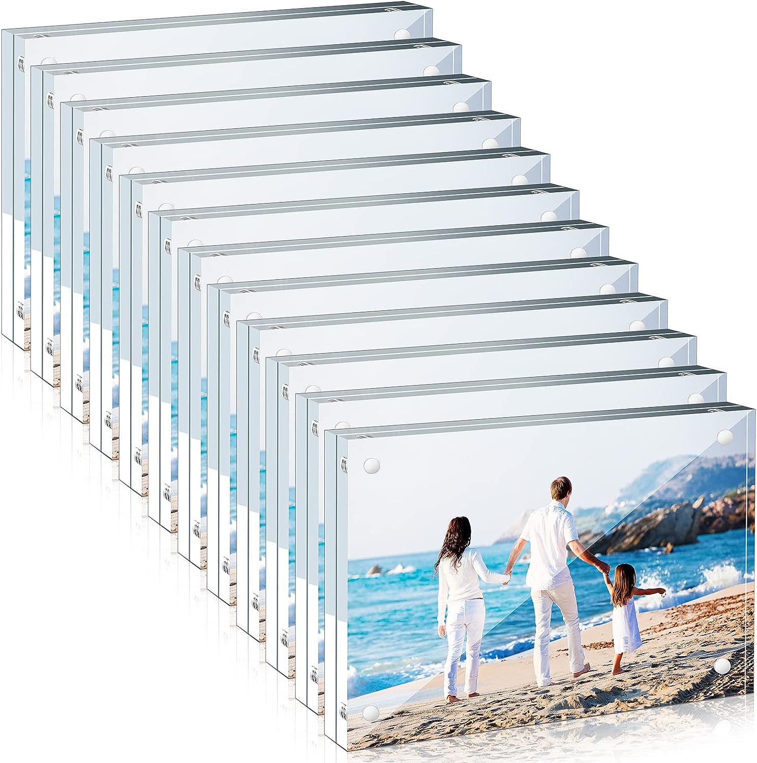 Azar Displays Clear Acrylic Magnetic Photo Block Frame Set with 4x6 and 5x7  size Frames