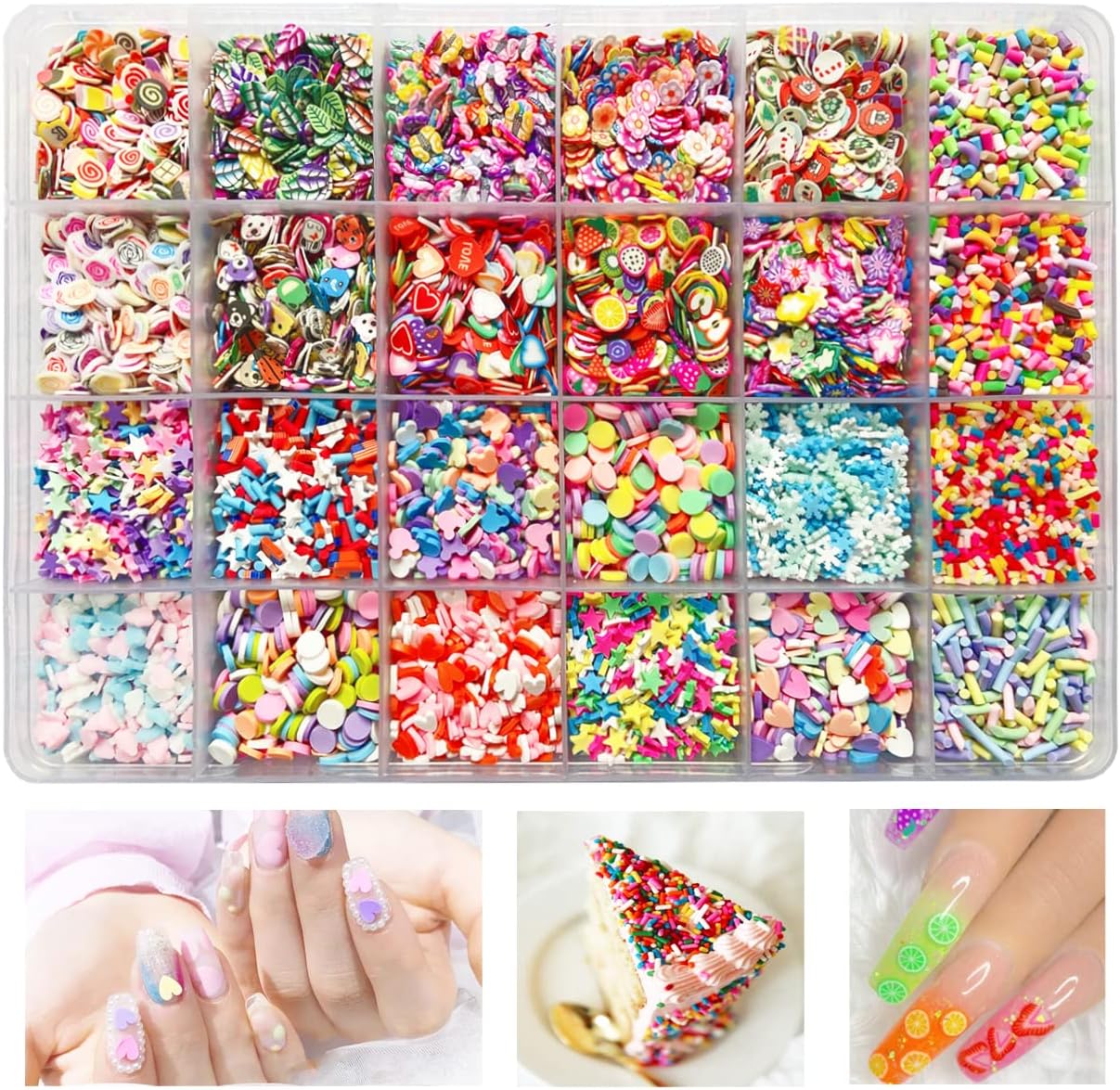 CCINEE 3D Fruit Nail Slices,Assorted Polymer Clay Slime Slices Bulk for DIY  Crafts Supplies,4000PCS,1/4 Inch