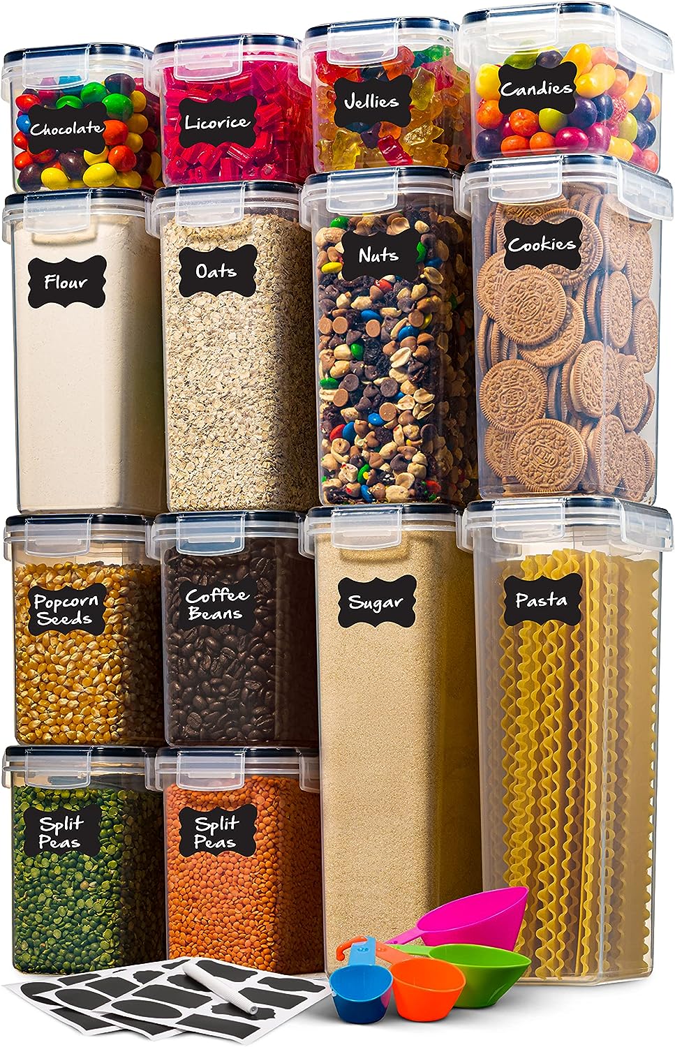 Tiawudi 4 Pk Cereal Containers Storage Set 135.2oz/4L Each, Airtight Food  Storage Containers, Large Cereal Dispenser, Kitchen Pantry Organization