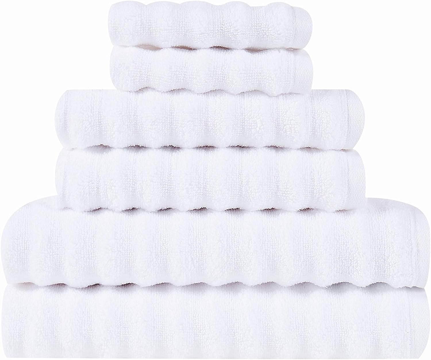 Luxury White Bath Towel Set - Combed Cotton Hotel Quality  Absorbent 8 Piece Towels, 2 Bath Towels 700GSM, 2 Hand Towels, 4  Washcloths [Worth $72.95] 8Pc
