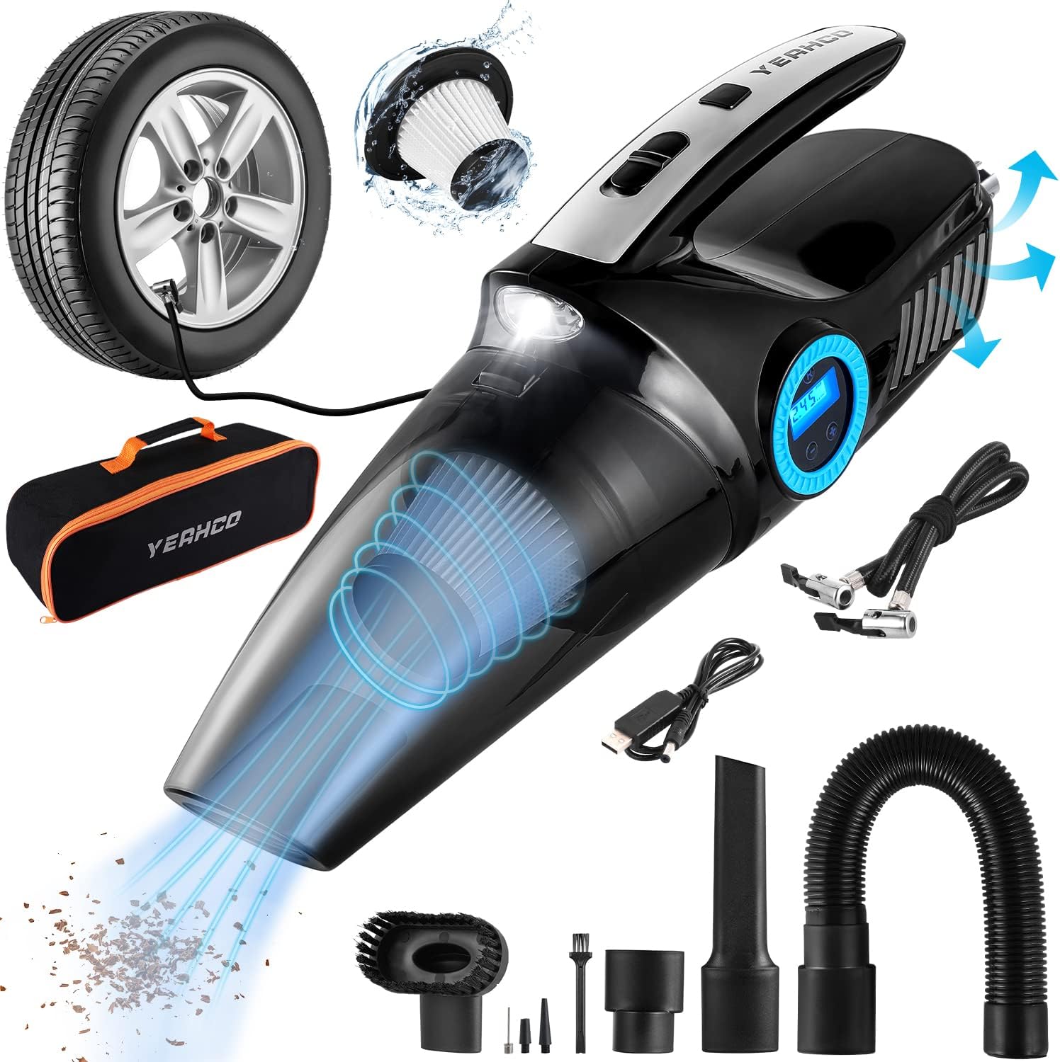 AUTOOMMO 5000PA Cordless Handheld Vacuum Cleaner 70W Portable Mini Car  Vacuum Cleaner with Rechargeable 2x2000mAh Batteries for Car Home Interior