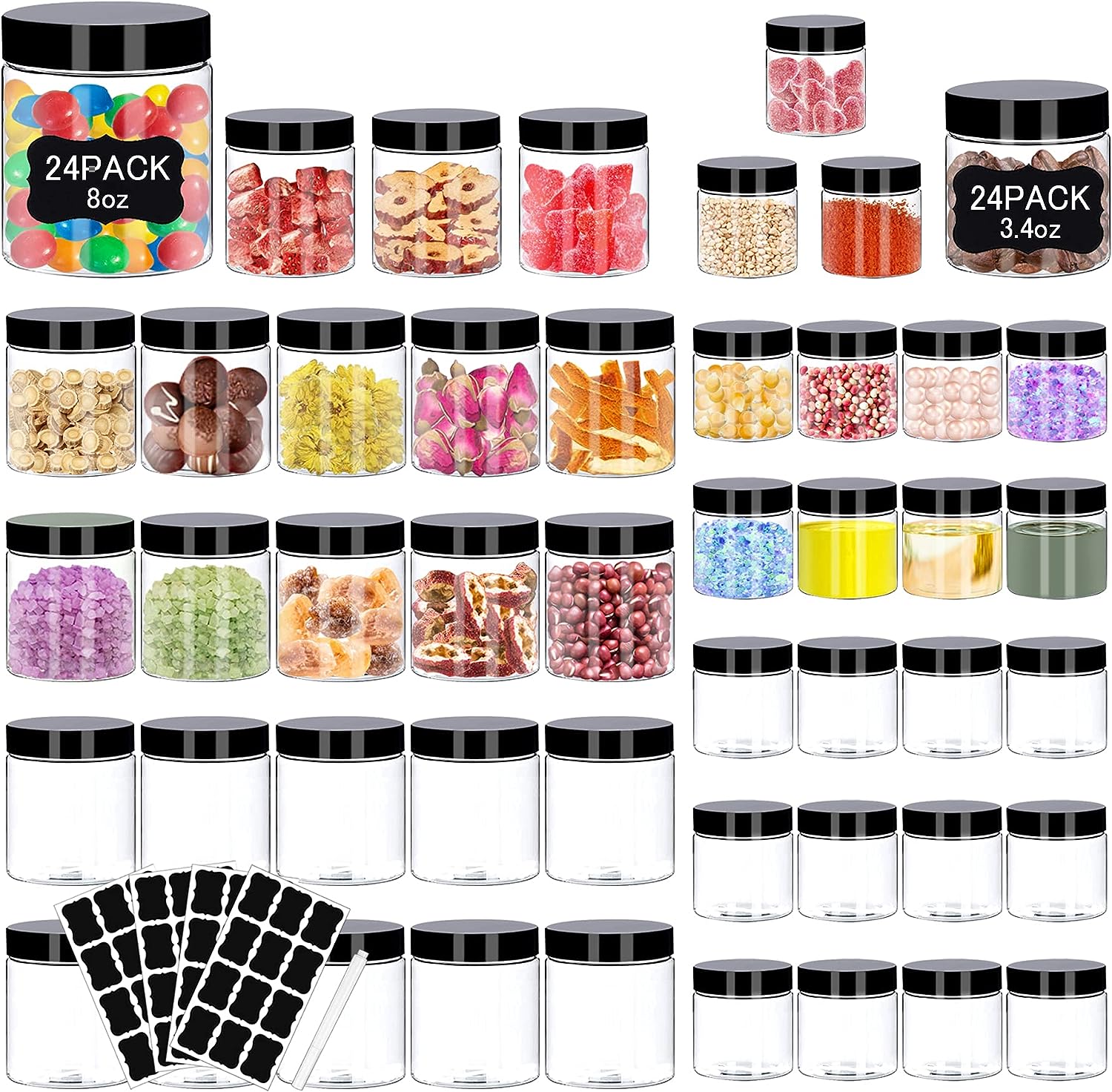 50 Pack 4 OZ Plastic Jars Round Clear Cosmetic Container Jars with