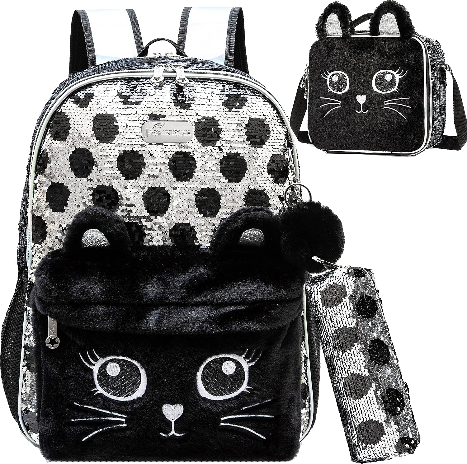  XMRSOY Teen Girls Cute Cat Mini Backpack Velvet Daypack  Portable Shoulder Bag