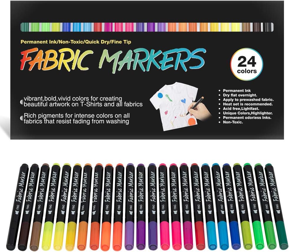 Artline White Permanent Fabric Markers pen for clothing (2 Markers)