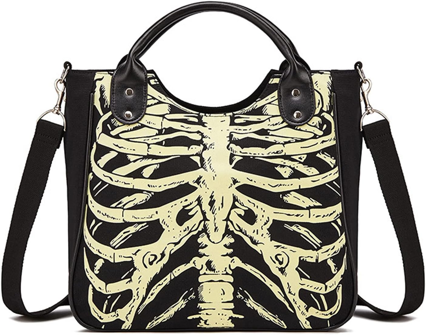 Micom Women Devil Skull Handbags PU Leather Top-Handle Satchel Shopping Bag with Clutch Purse