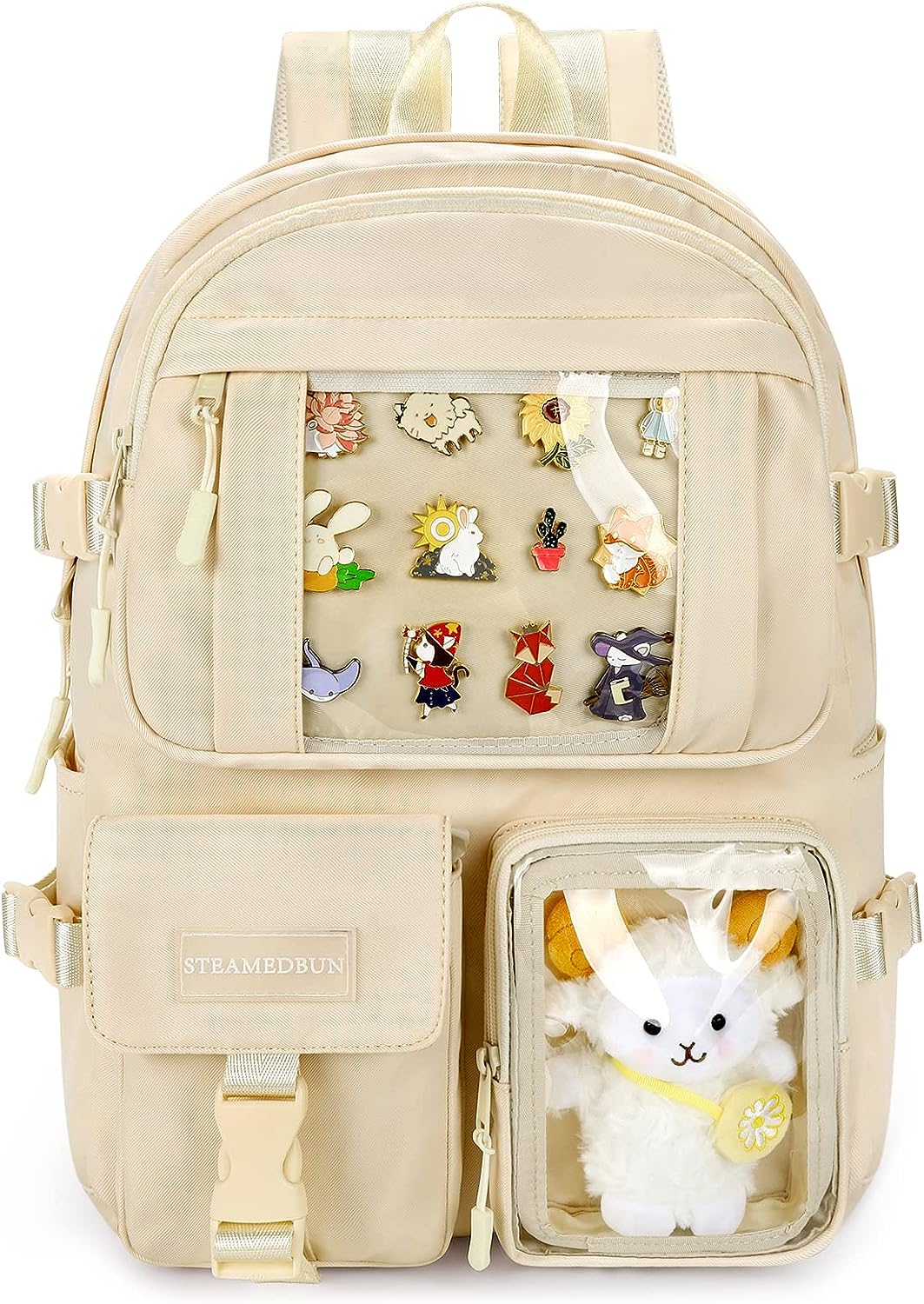 Freie Liebe Kawaii School Backpack for Girls Cute Aesthetic White