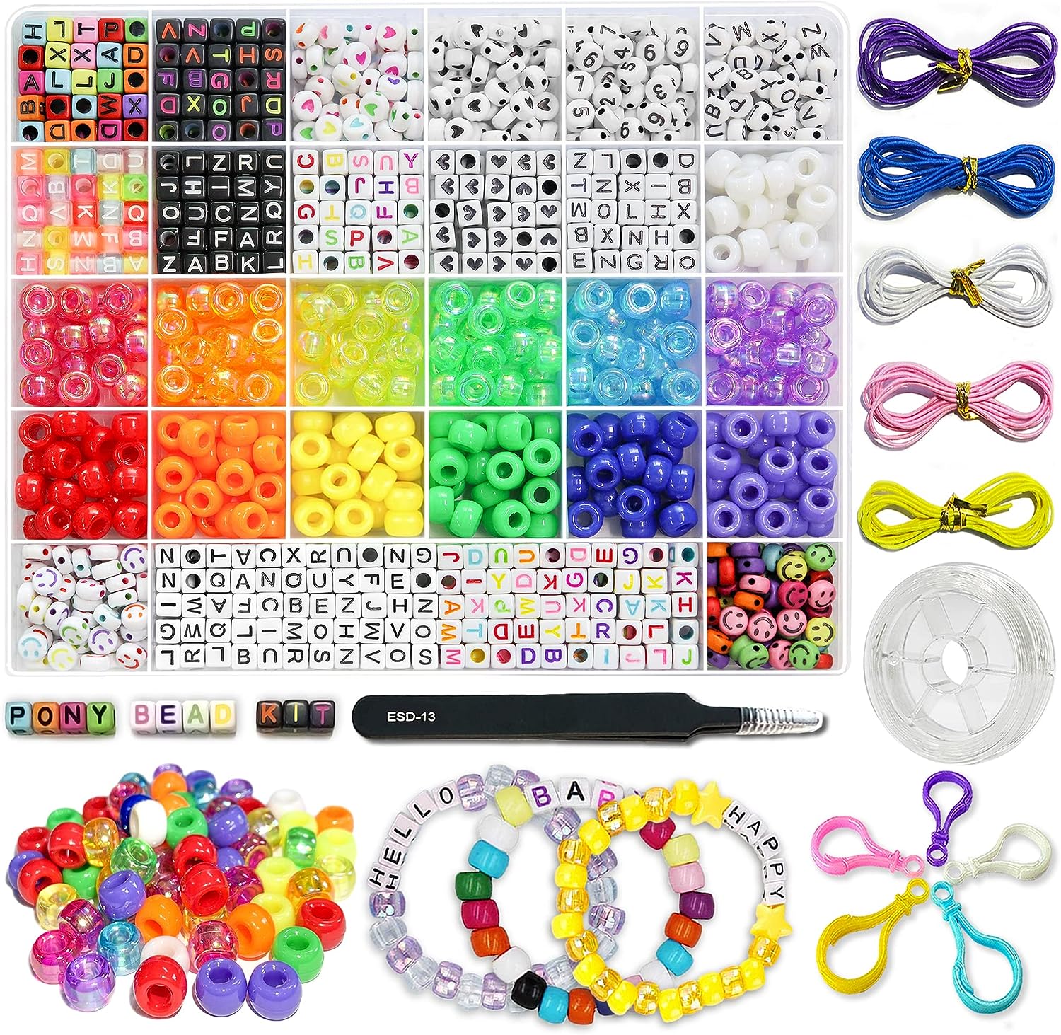 Pizooro Clay Beads 3 Boxes Bracelet Making Kit, 10500pcs Beads for