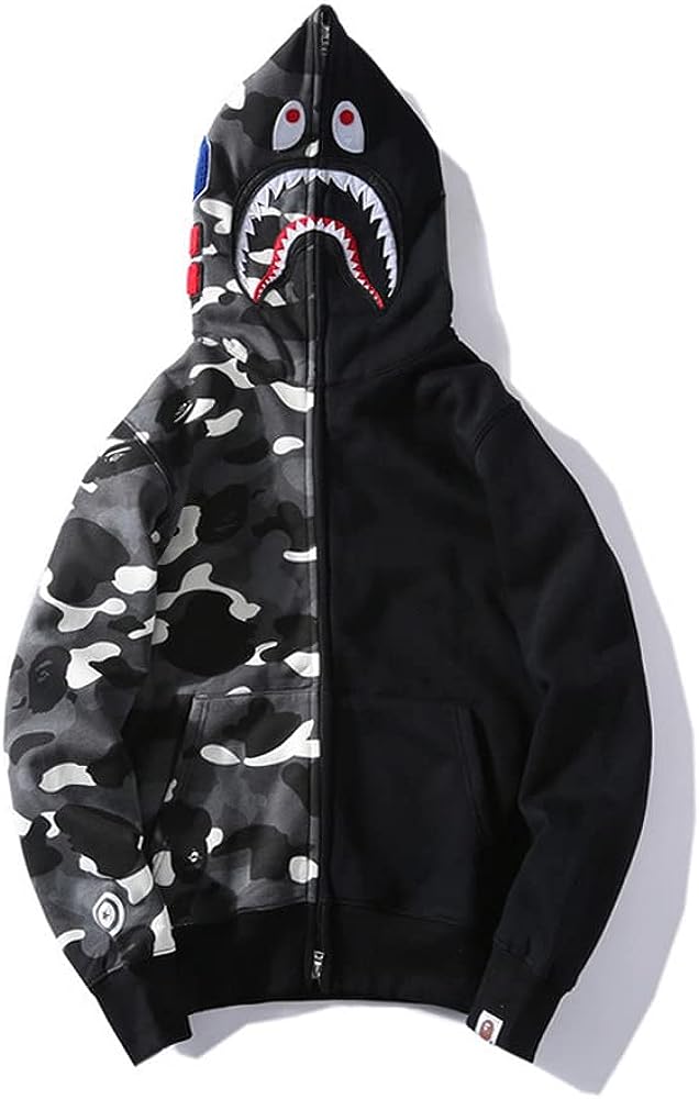  Dnzzs Shark Hoodie Ape for Men Fashion Shark Mouth Camo Jacket  Men's Full Zip Up Hoodie Hip Hop Tops Coat Streetwear : Clothing, Shoes &  Jewelry