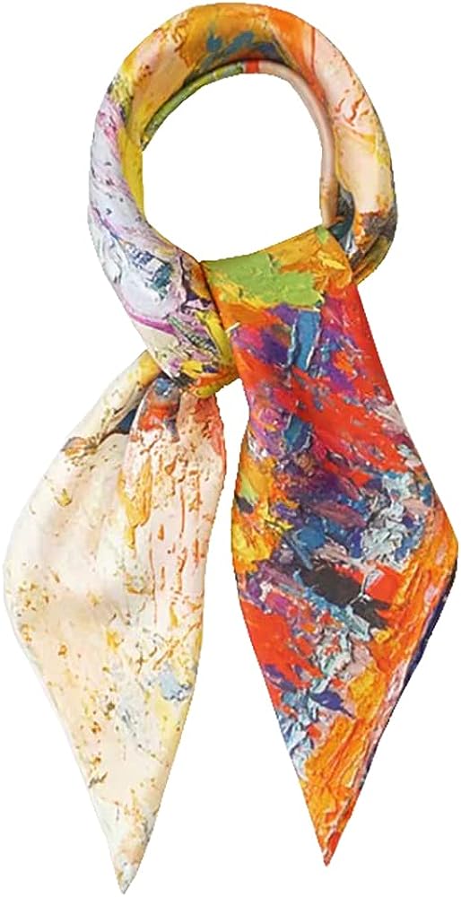 Gudessly Bag Handbag Handle Ribbon Scarf for Package Band Hair Head Neck Neckerchief Silk Scarf Bracele Oil and Ink Painting