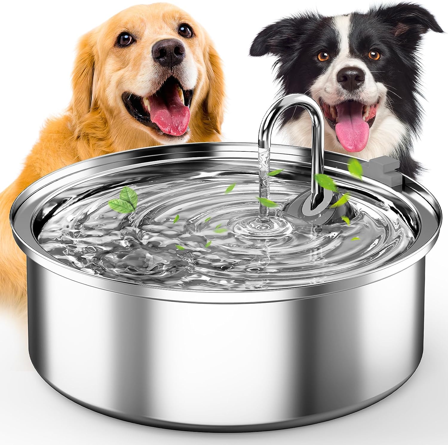 Large Dog Water Fountain for Large Dogs 2 Gallon,SwSun 7.6L Automatic Dog  Water Bowl Dispenser Big Cat Pet Water Fountain Inside with Stainless Steel