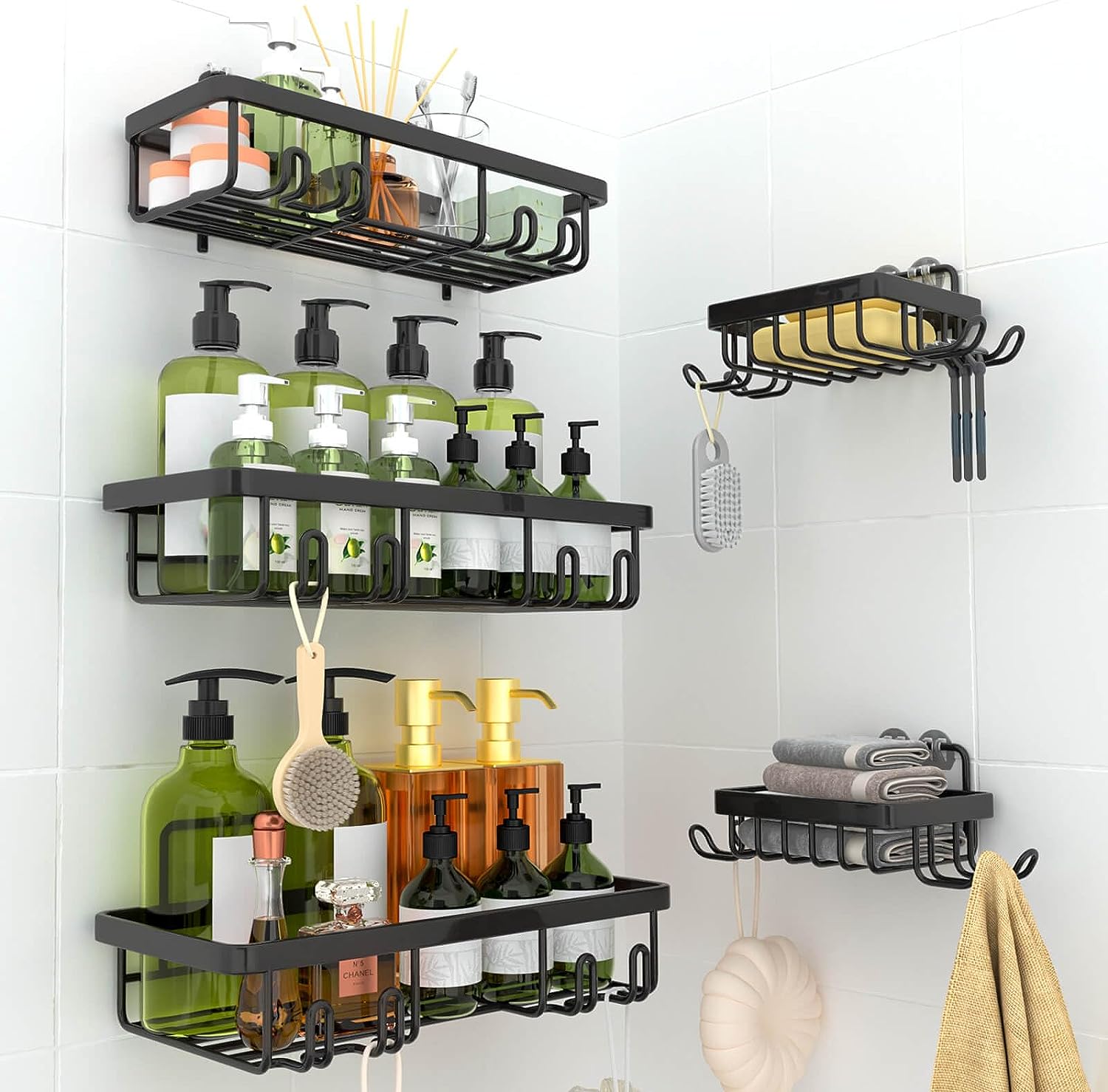  Sakugi Shower Caddy - Large Adhesive Shower Organizer,  Rustproof Shower Shelves for inside Shower, Stainless Steel Shower Rack for  Bathroom, Apartment Essentials, No Drill, Gray, 2 Pack : Home & Kitchen