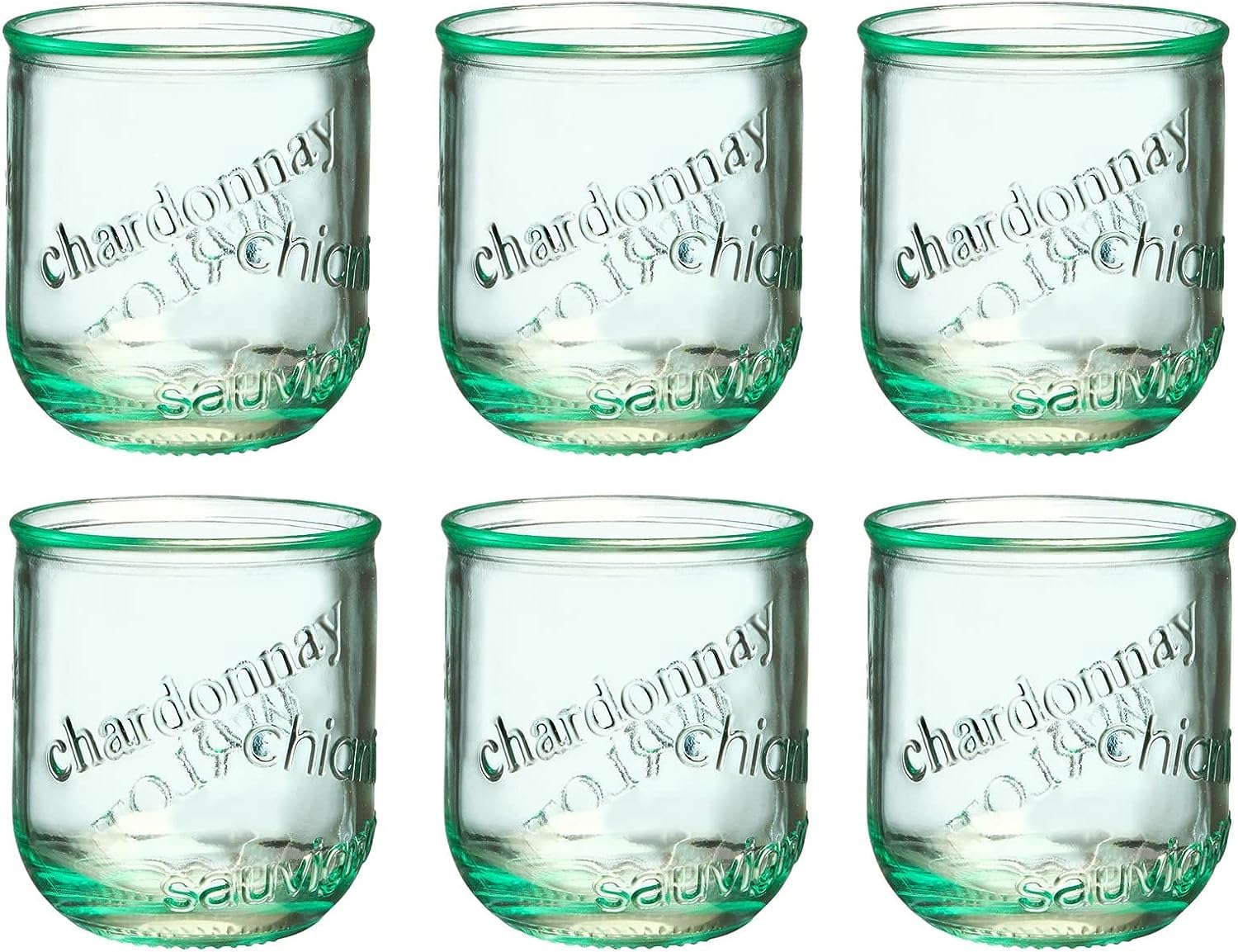 Amici Home Italian Recycled Green Regina Hiball Glass, Drinking Glassware  with Green Tint, Embossed Bee Design, Set of 6,18-Ounce